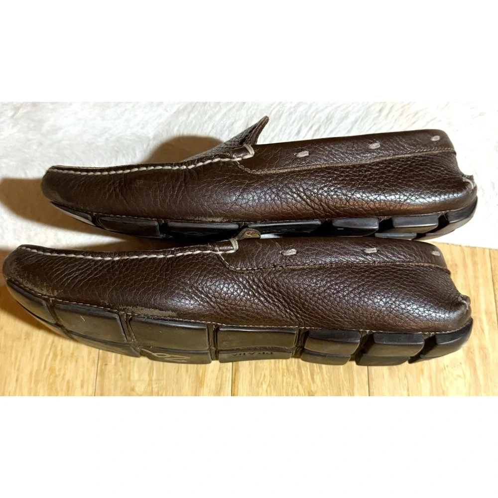 Prada Men's Driving Loafers Brown Leather Size 7.5 2D 1101‎ Made in Italy
